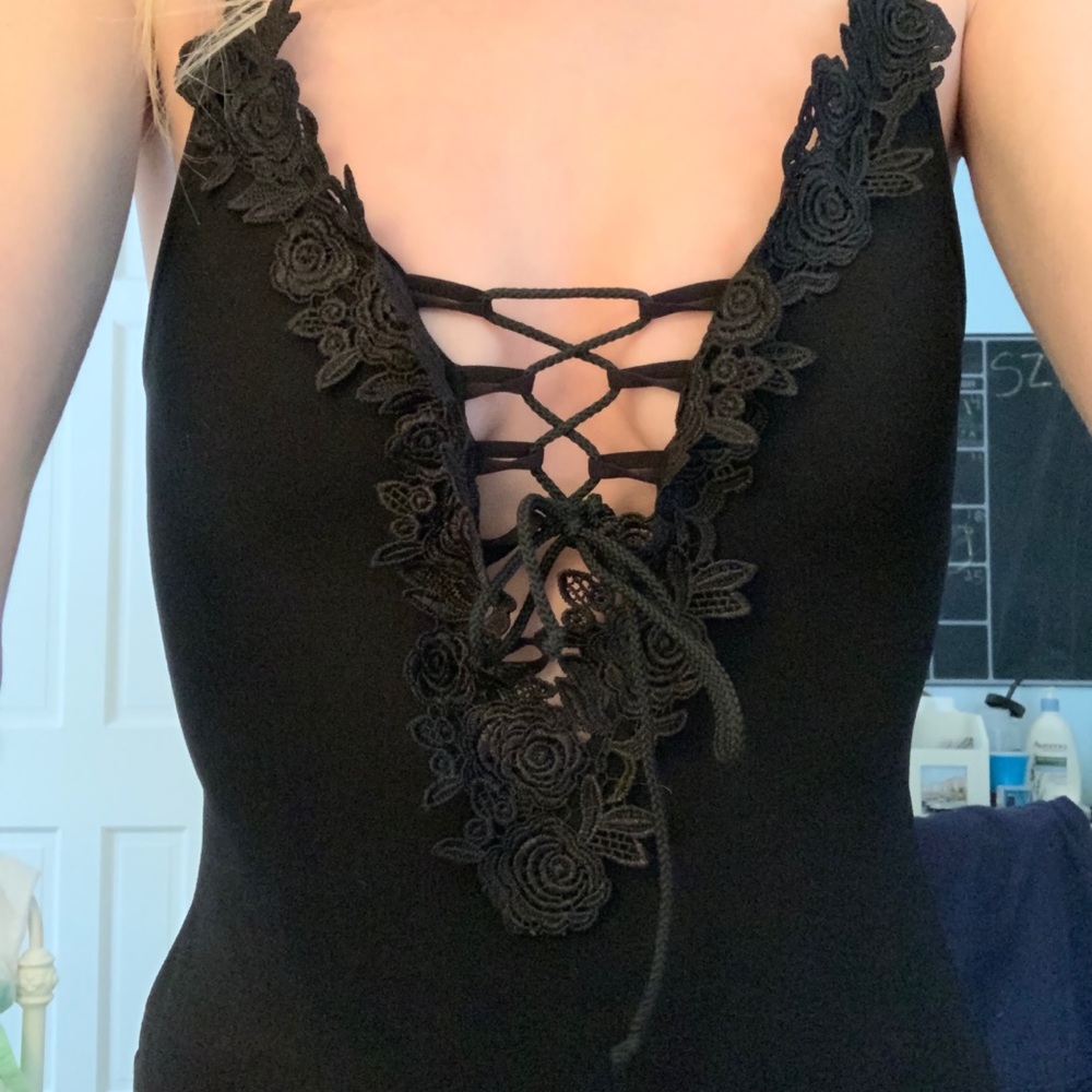 Black lace up bodysuit (going out shirt/party)